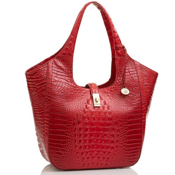 Brahmin Melbourne Large Market Tote in Ember ♥️ (Metallic Red) - Picture 2 of 12